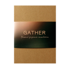 'GATHER' and 'Personal fragrance consultation' text on a brown and black gradient background